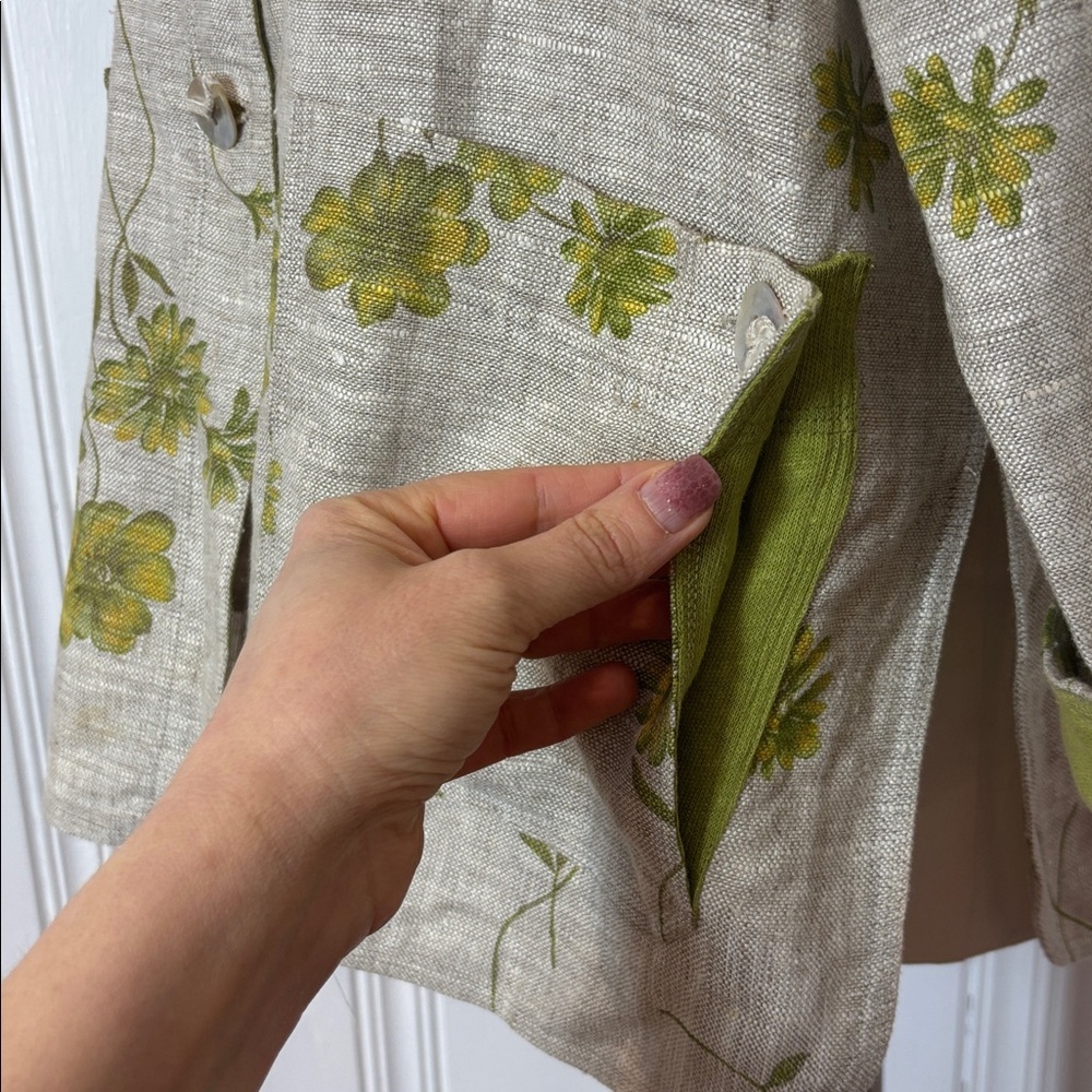 LYSE SPENARD Floral Linen Blazer Jacket - Size Medium - Picture 8 of 13